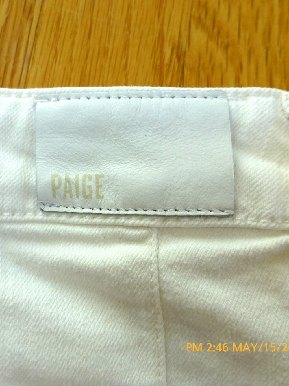 Paige Meadow Midi Utility Pockets Denim Skirt Womens 26 Tonal Ecru High Waist - Picture 5 of 10
